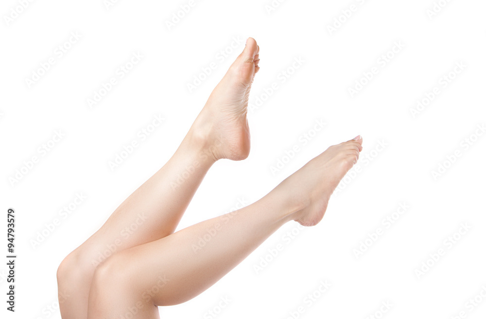 shapely female legs. Isolation on a white background. shapely female legs. Isolation on a white background.