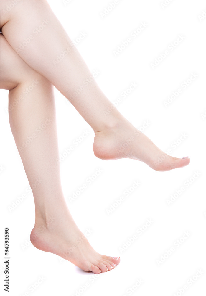 shapely female legs. Isolation on a white background. shapely female legs. Isolation on a white background.