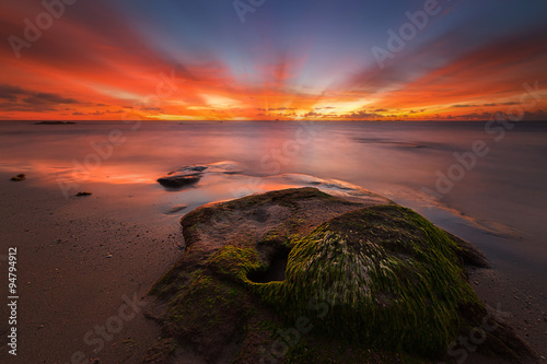 long expose sunset with moving cloud