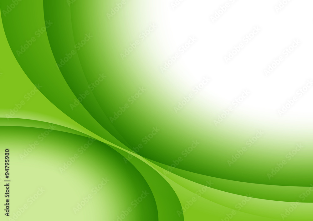 Green Abstract Background with Elliptical Stripes - Illustration, Vector