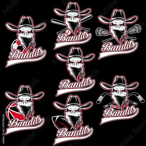 set of skull bandit sports labels