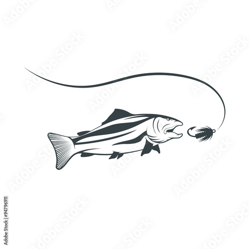 salmon and lure vector design template