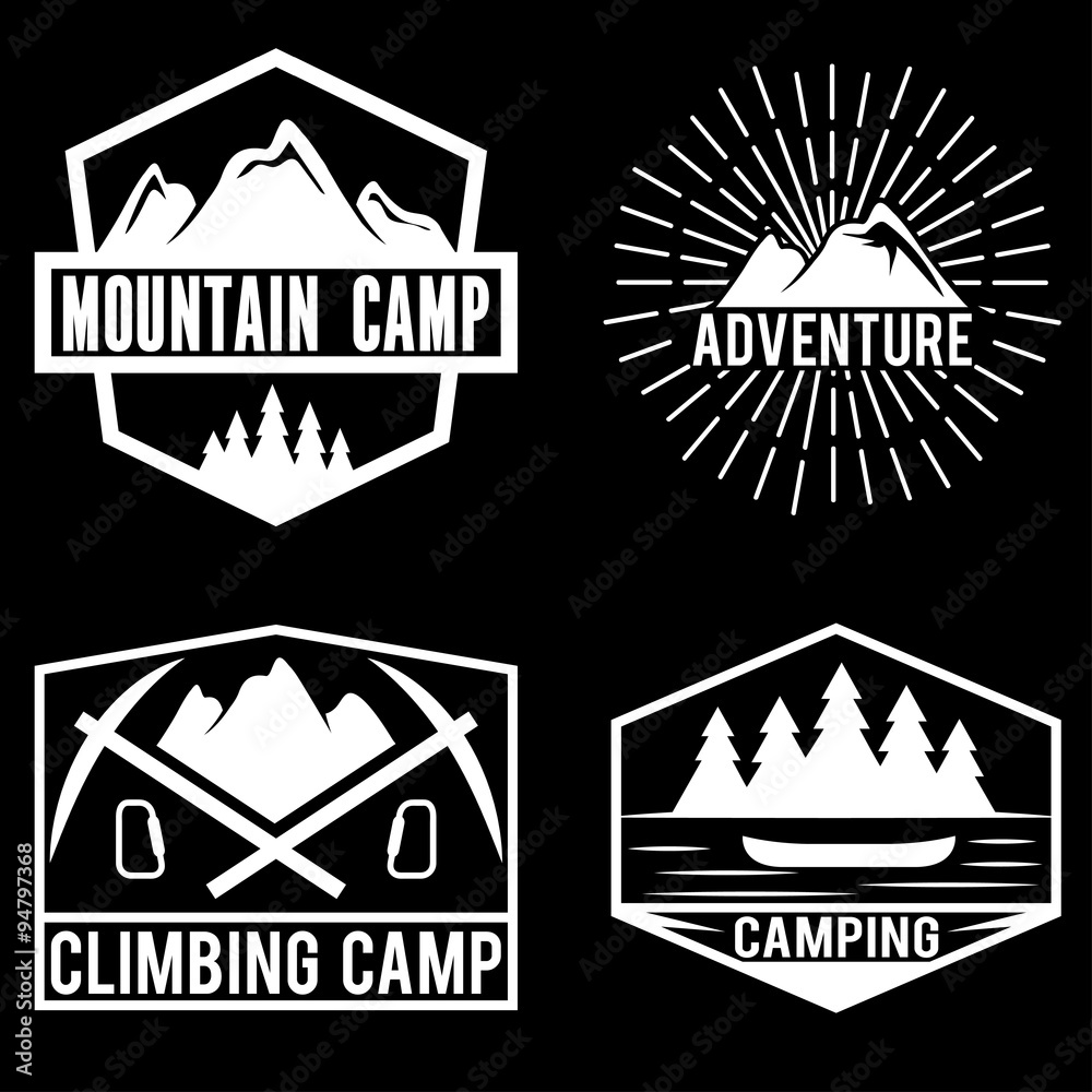 Obraz premium set of vintage labels mountain adventure and camping