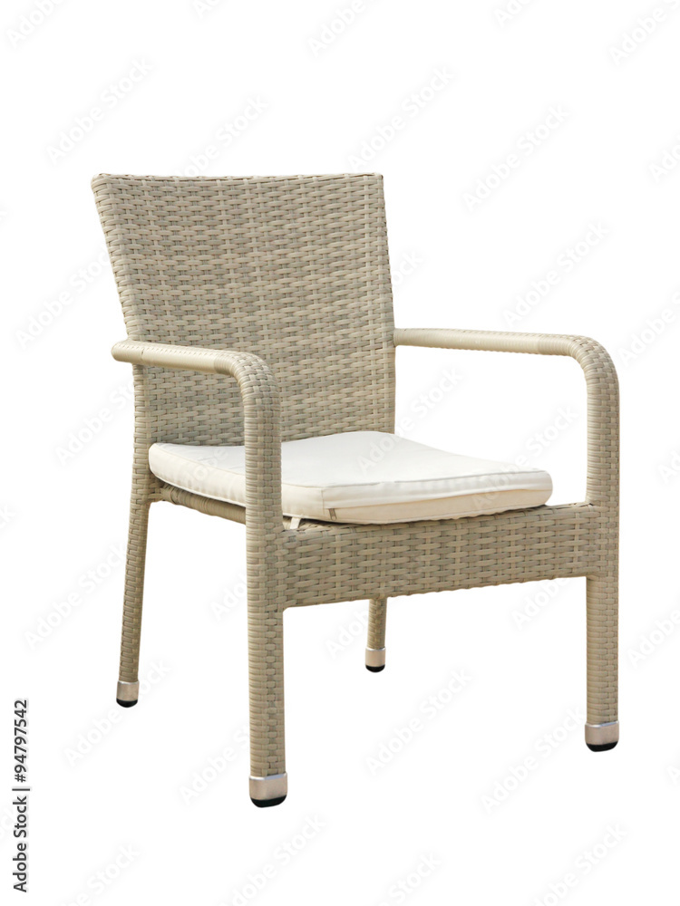 Rattan weawed stylized chair isolated on white. Rattan weawed stylized chair isolated on white.