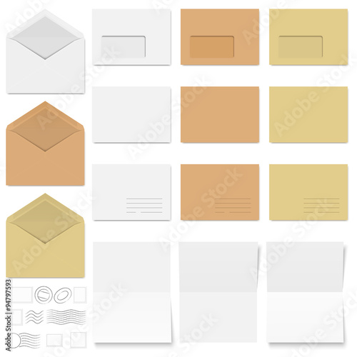 envelopes and postage stamps