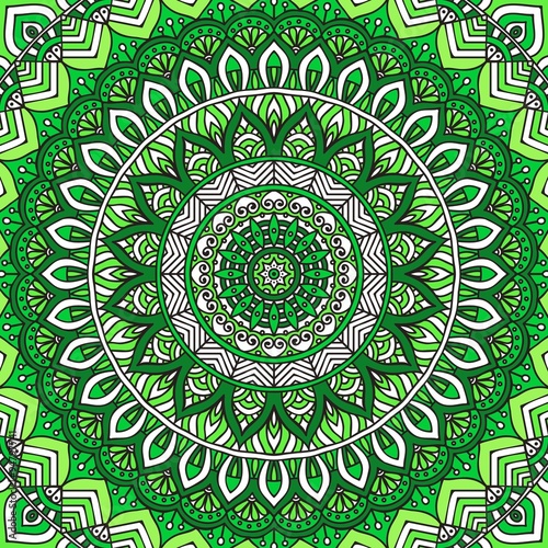 Green Mandala Seamless Pattern