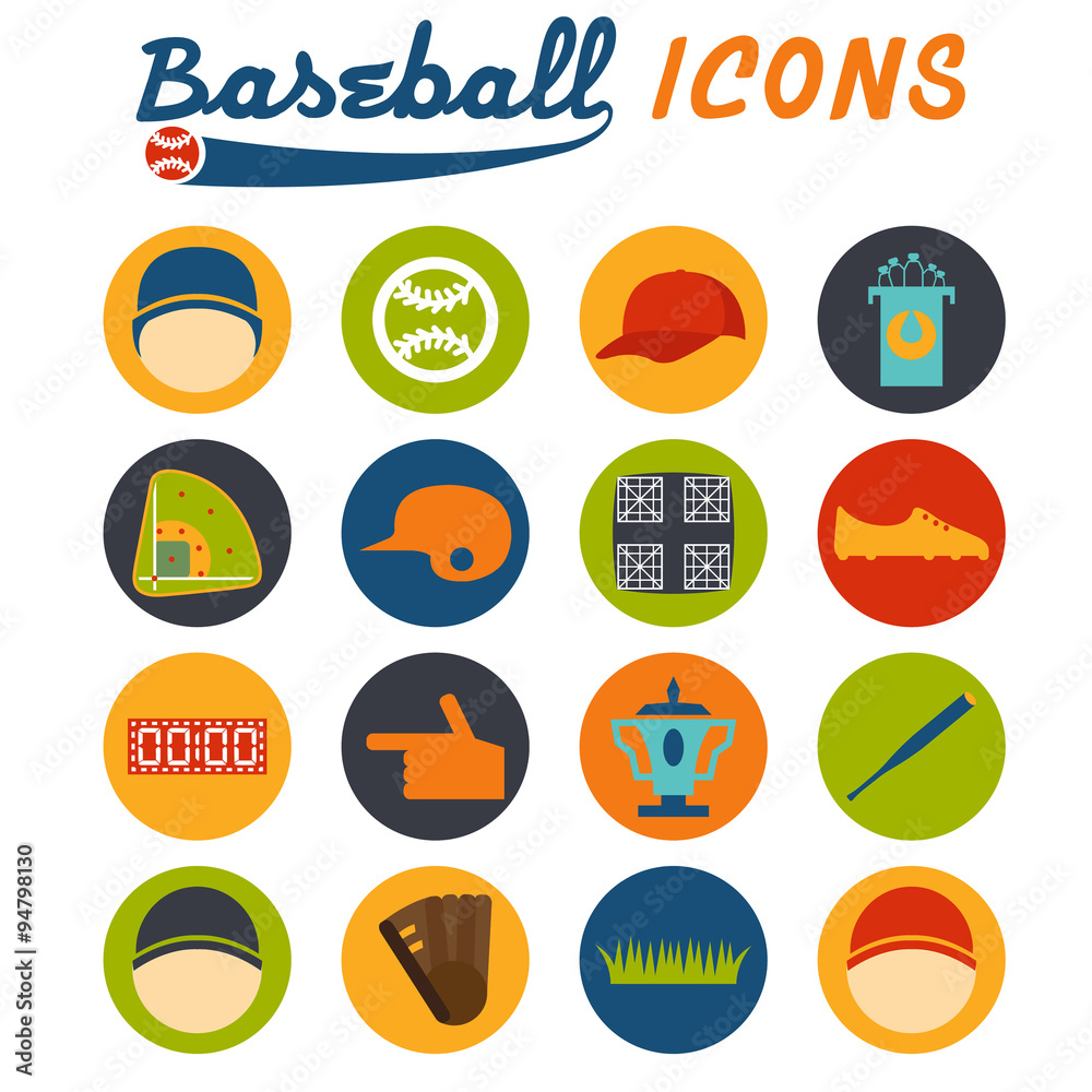 flat design icons of baseball