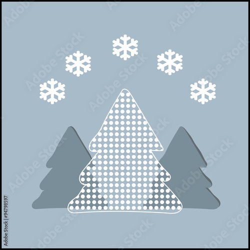 Fir-trees with snowflakes