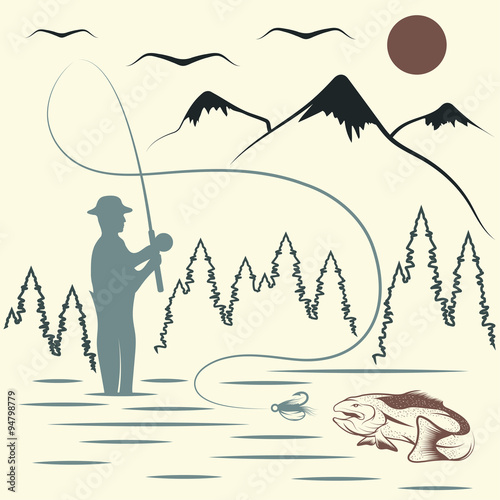 vintage illustration of fishing theme