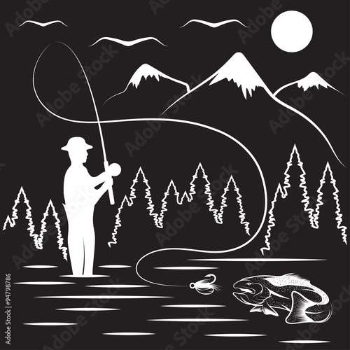 vintage illustration of fishing theme