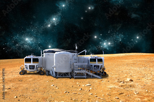 Fototapeta Naklejka Na Ścianę i Meble -  An outpost on a barren world - Elements of this image furnished by NASA.