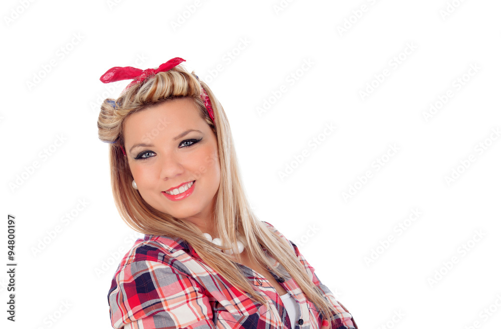 Cute girl with blue eyes in pinup style Cute girl with blue eyes in pinup style