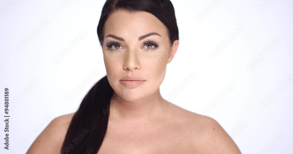 Sexy Brunette Girl With Bare Shoulders