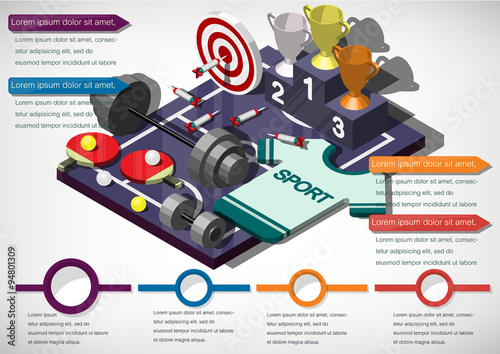 illustration of info graphic sports equipment concept in isometric graphic