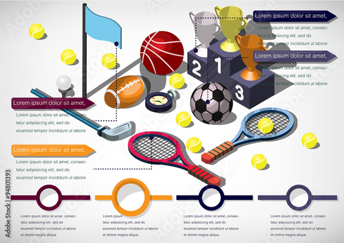 illustration of info graphic sports equipment concept in isometric graphic