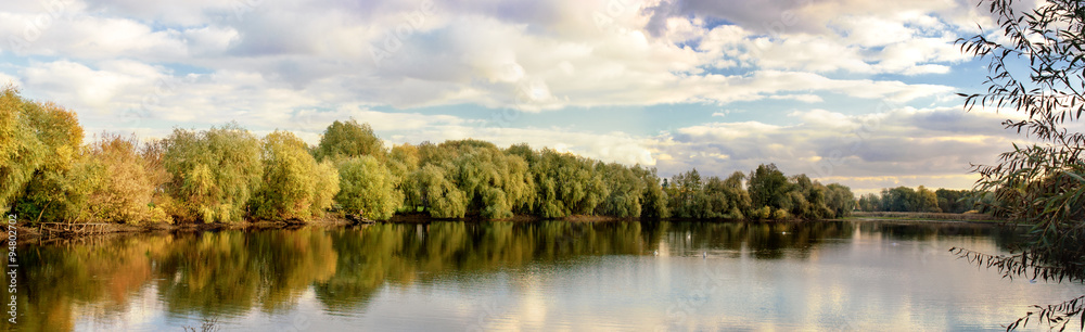 Panorama of lake in autumn. Lypovets. Ukraine. Panorama of lake in autumn. Lypovets. Ukraine.