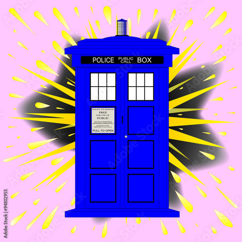 British Police Box With Abstract Explosion
