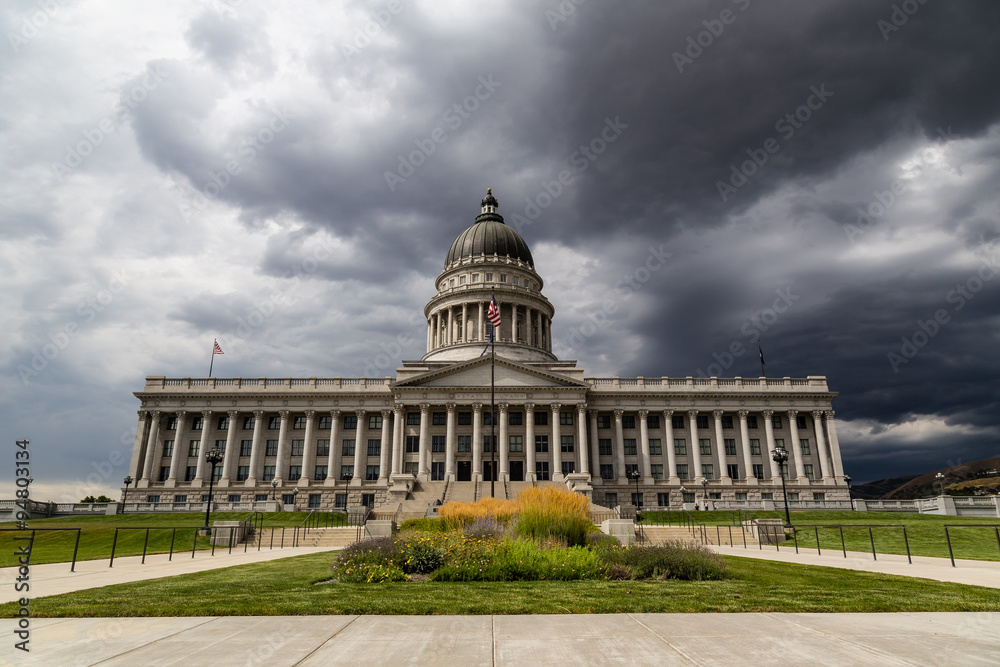Thunderstorm rising above the Capitol in Salt Lake City, Utah