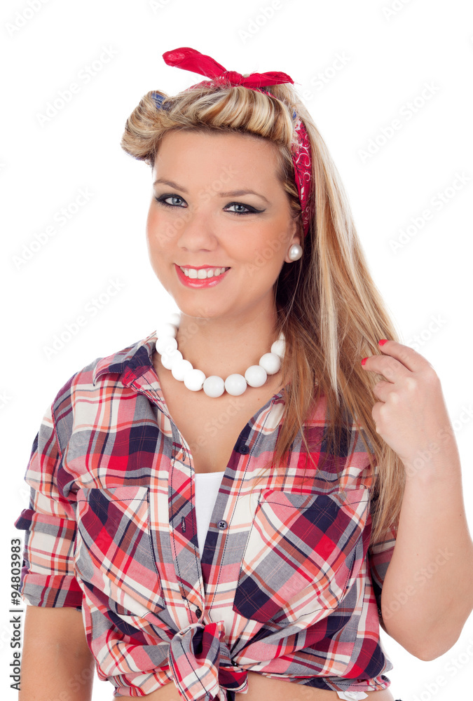 Cute girl with blue eyes in pinup style Cute girl with blue eyes in pinup style