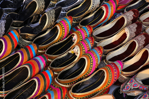 Display of traditional Indian slippers