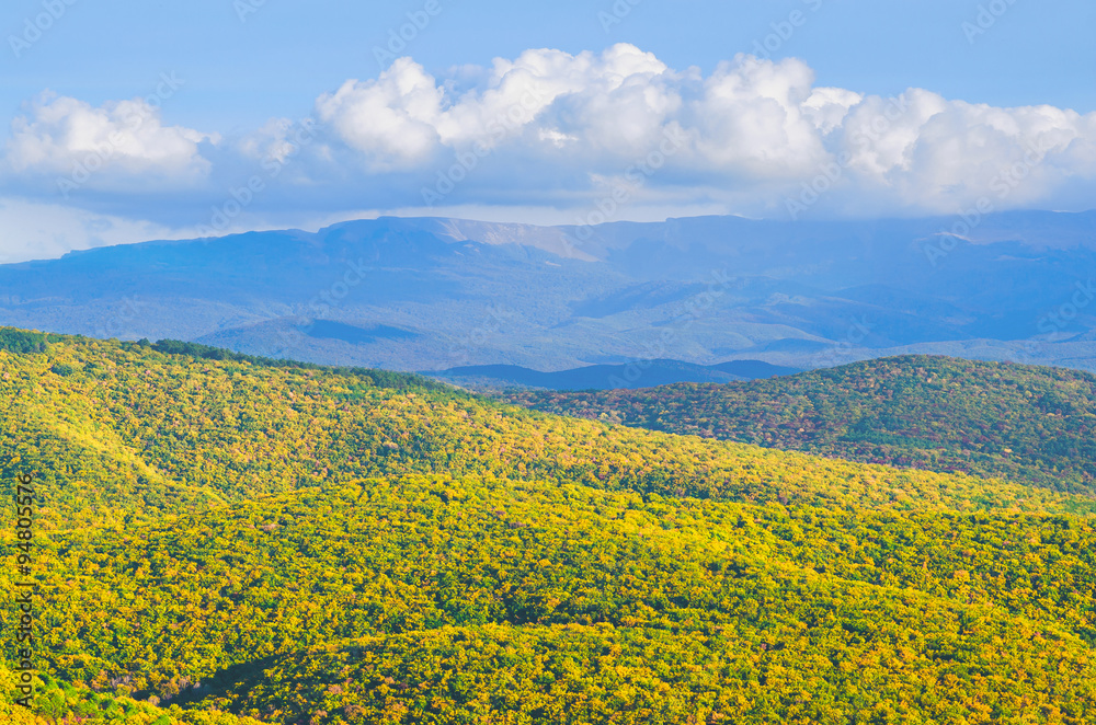 Autumn in Crimea. View from the cliff at Chufut-Kale near Bakhchisarai town