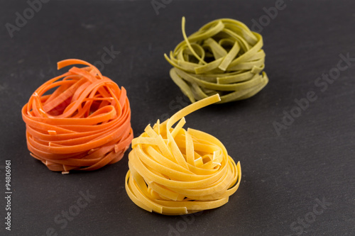 different pasta in three colors