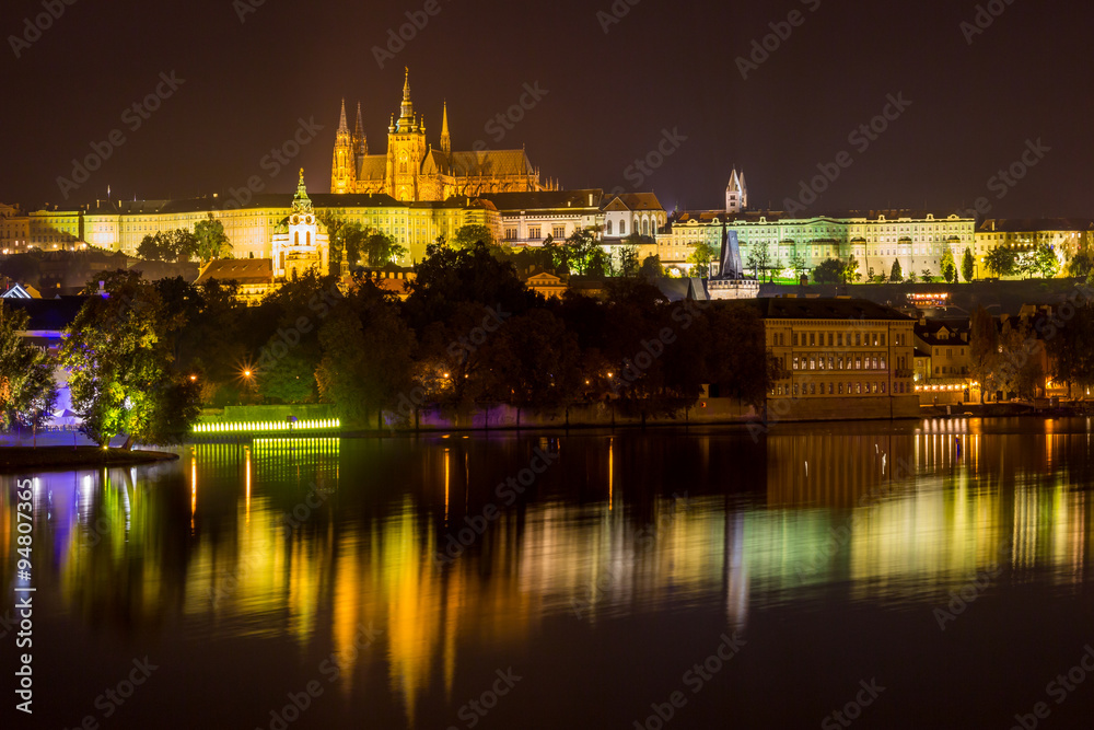 Prague in night during the Signal Festival 2015