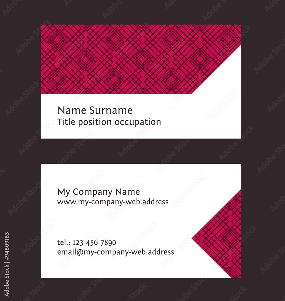 Business card layout. Linear geometric pattern. Editable design