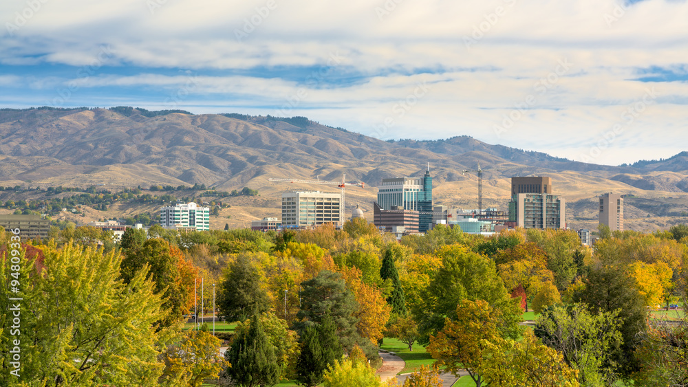 Boise city park filled with autumn colored trees