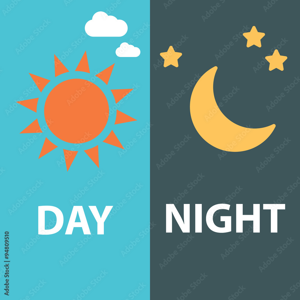 Day and night flat, vector symbols Stock Vector | Adobe Stock