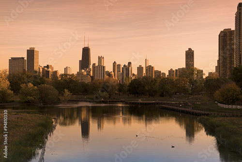 Chicago skyline seen from Lincoln Park