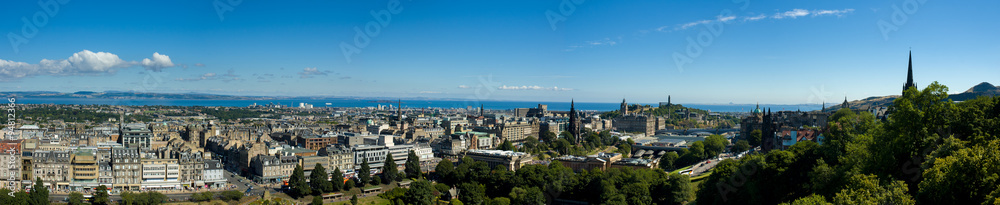 Edinburgh cityscape view from castle hill