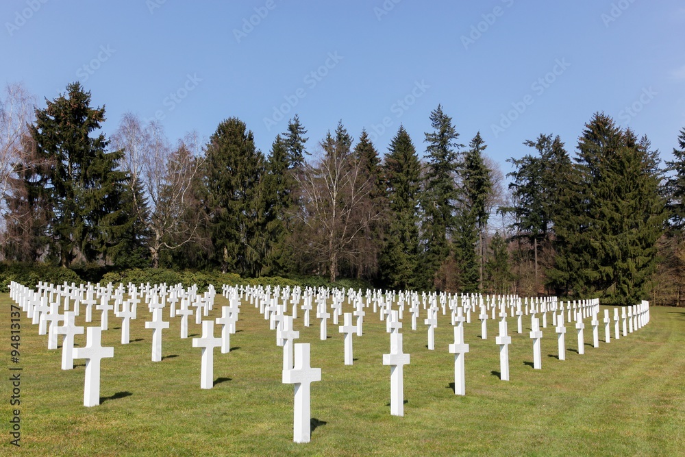 Graves at the American military cemetery in Sandweiler, Luxembourg