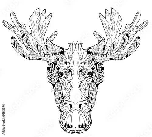 Naklejka na ścianę Ozdobne głowy łosia warstw ilustracji wektorowych