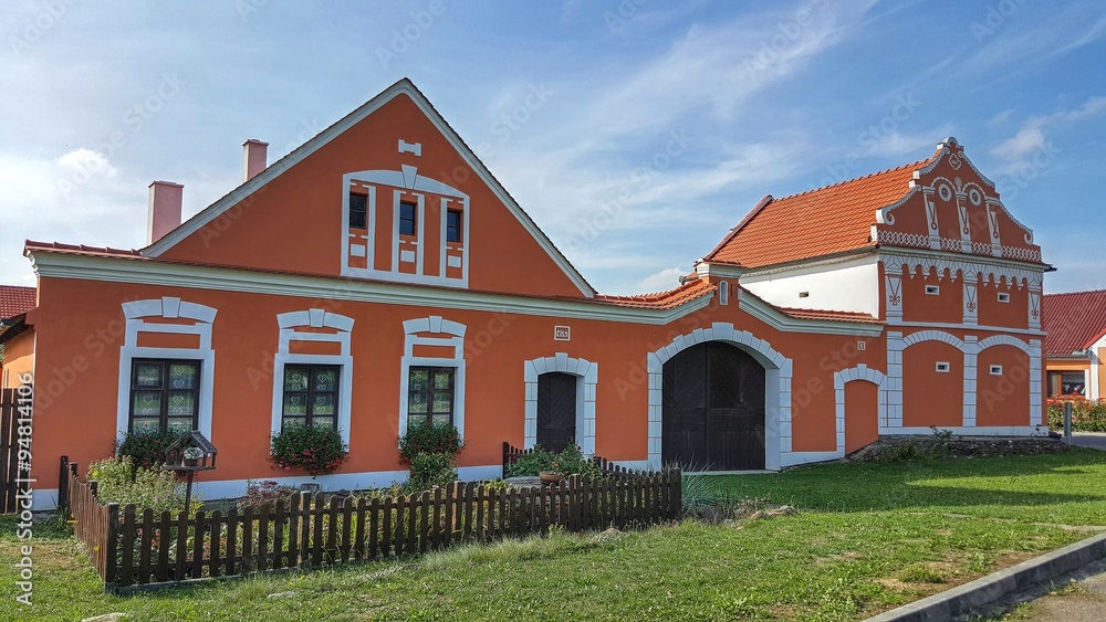 Rural decorated house - village Komarov in South Bohemian region.