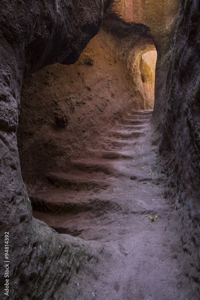 tunnel under the rock hewn churches of Lalibela