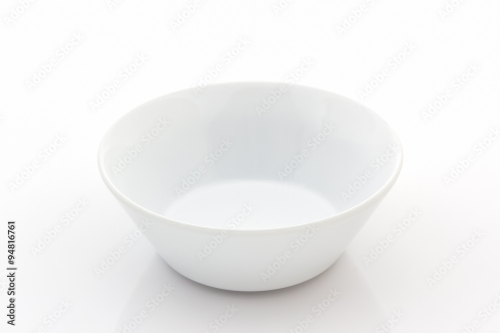 Empty white ceramic bowl. Empty white ceramic bowl.