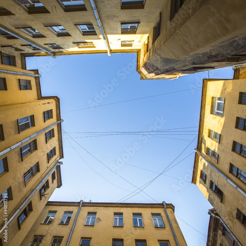 Yard-well in the old architecture of St. Petersburg.