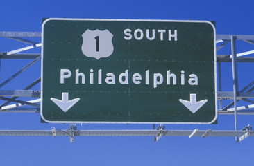 Route 1 South sign in Philadelphia
