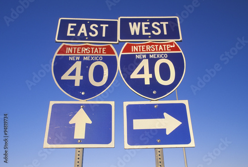 A sign for interstate 40 east and west in New Mexico