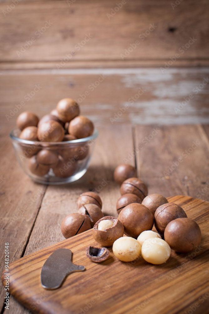 Macadamia nut on the table. Macadamia nut on the table.