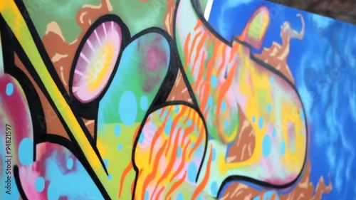 Hip Hop Rap artist with a beard and mask Teenager make graffiti on the wall