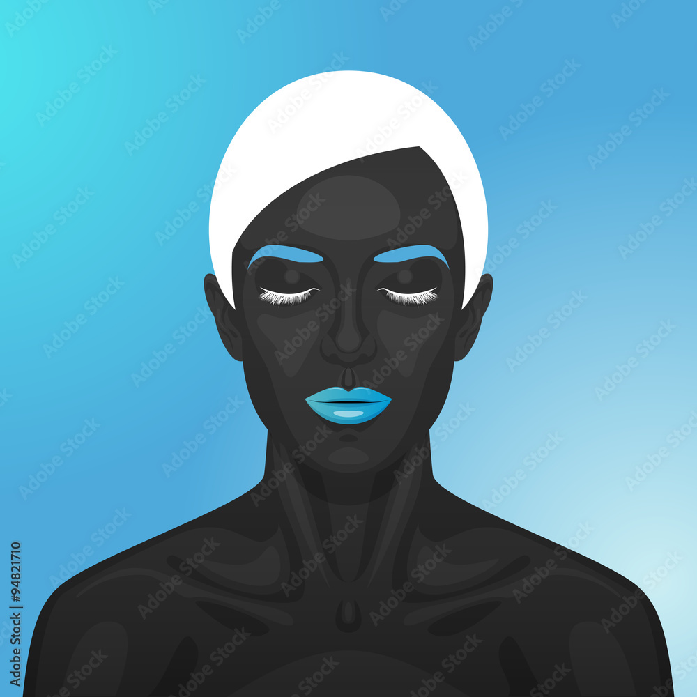 Female Model with blue glossy Lips Female Model with blue glossy Lips