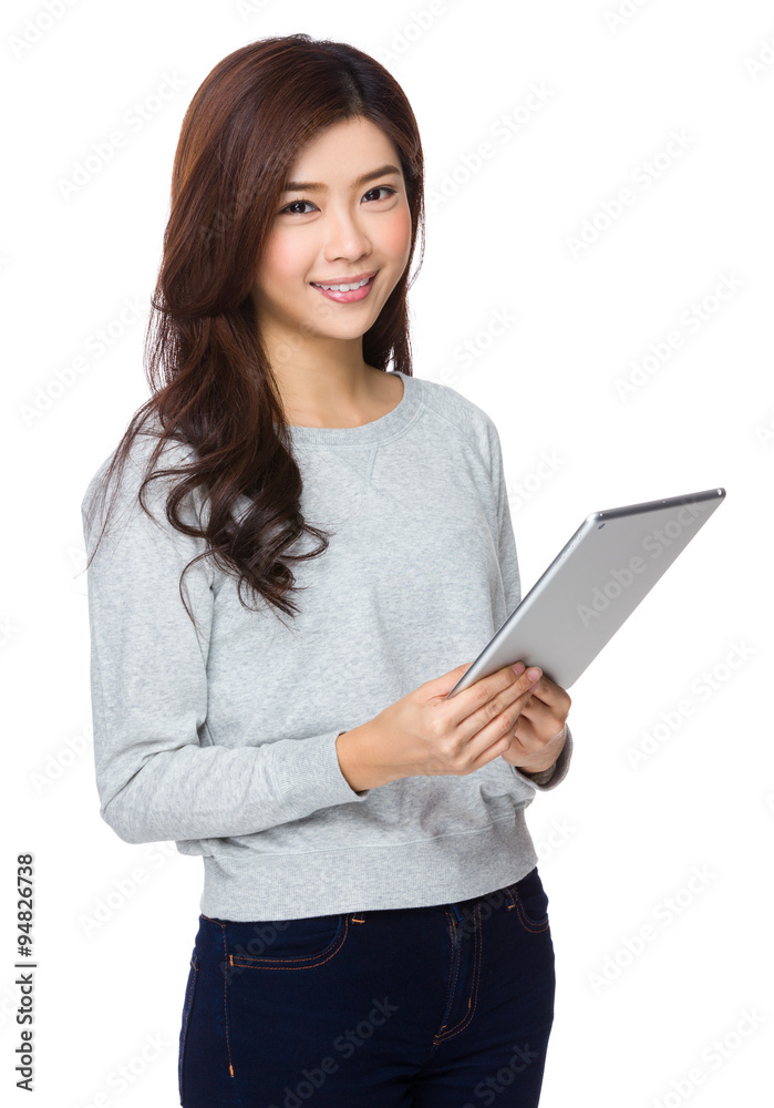 Asian Woman hold with tablet pc Asian Woman hold with tablet pc