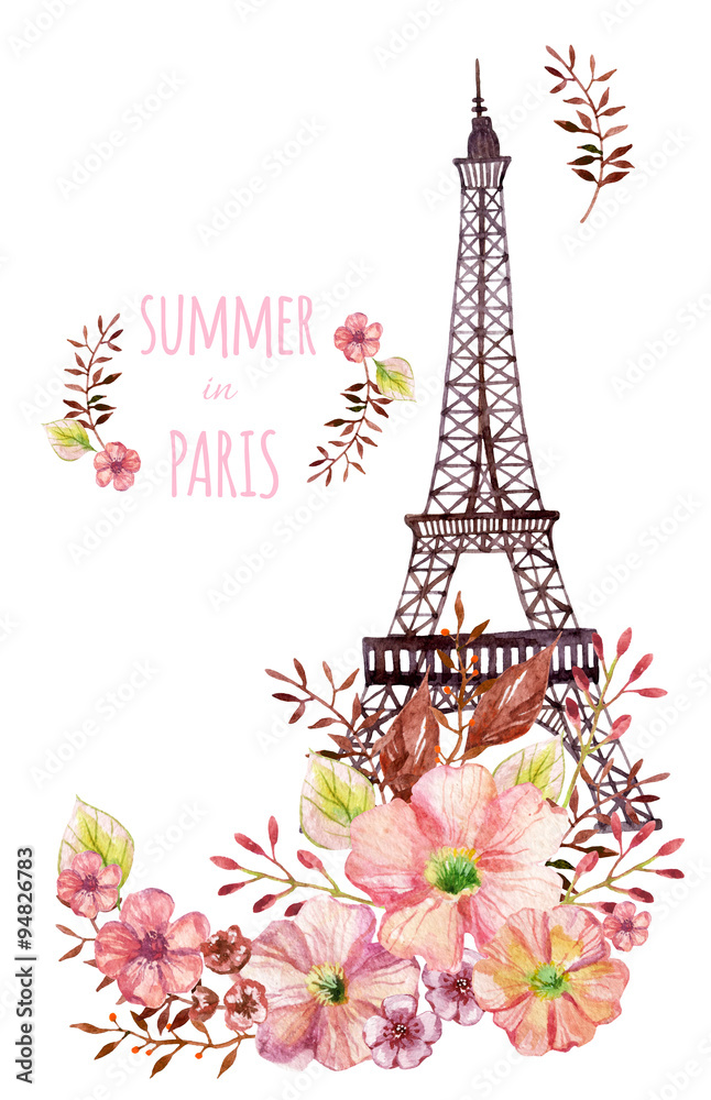 Paris watercolor illustration