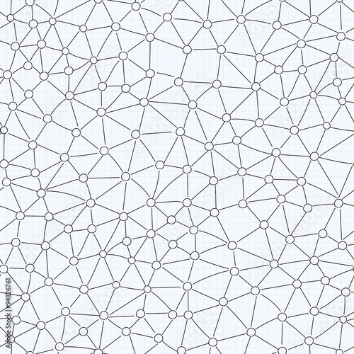 Vector grid seamless pattern with chemical molecular connections