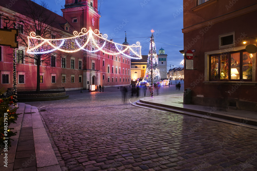 Fototapeta premium City of Warsaw by Night in Poland