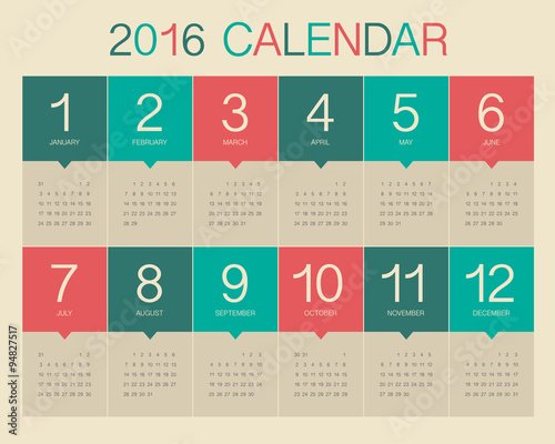 2016 Year Calendar