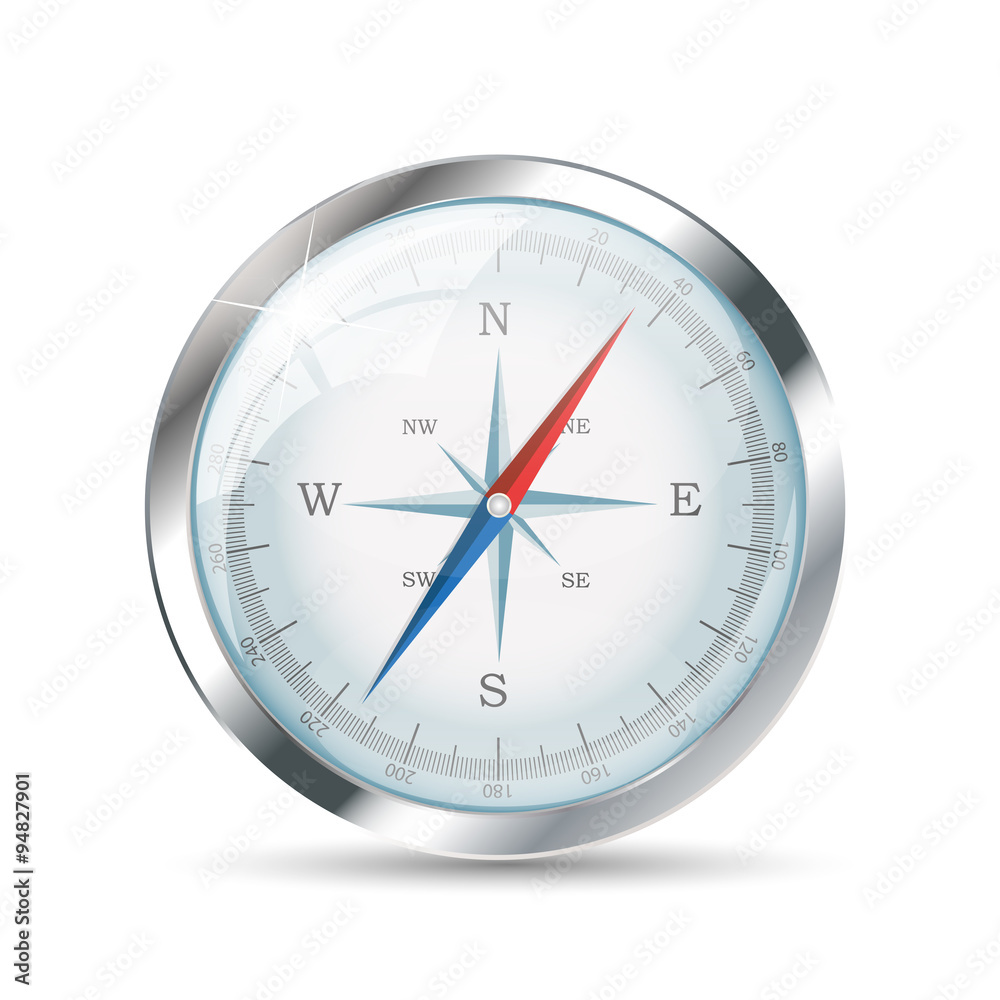 Glossy Compass. Vector Illustration. Glossy Compass. Vector Illustration.