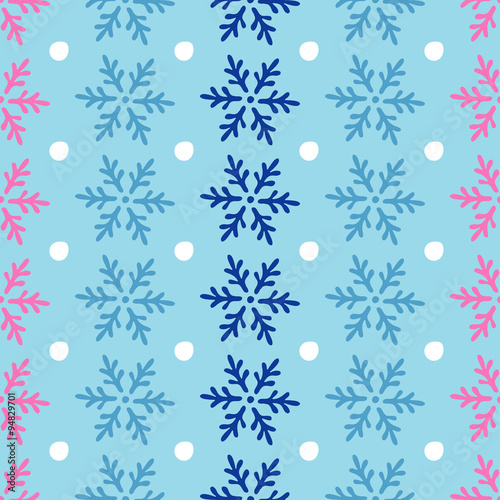 Seamless vector background with decorative snowflakes